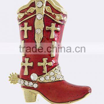 ENAMEL CROSS DESIGN BOOT ORNATE BROOCH