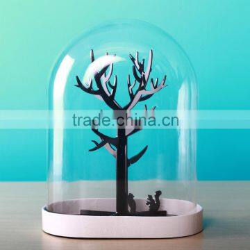 glass oval cloche jar with pvc base