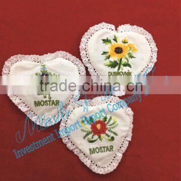 Heart flower design fragrant bags with embroidery for air fresh powder sachet