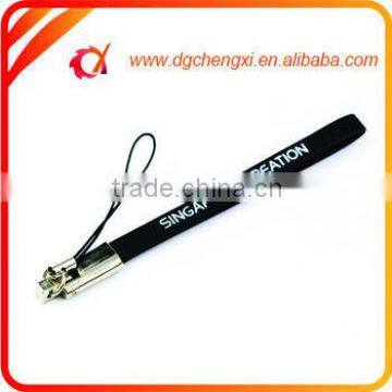 Custom Printing Logo Black Leather Phone Hand Strap