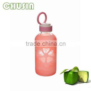 16oz Safe Clean Glass Water Bottles with silicone sleeve