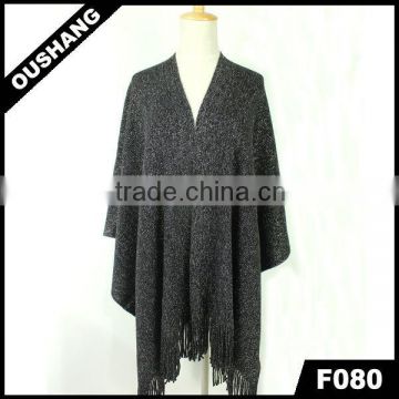 F080 Black Shining Lurex Cape Poncho Knitting Pattern Poncho