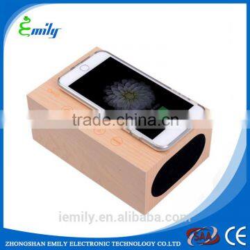 Wooden Qi Wireless Charger Transmitter Bluetooth Speaker + Alarm Clock photo-2
