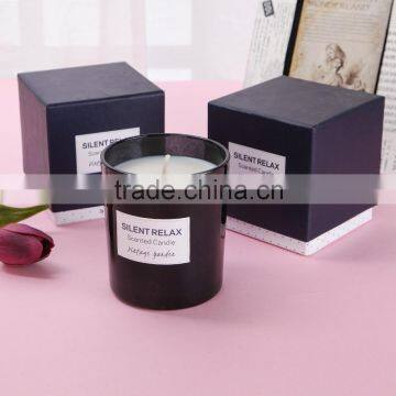 Unique Scented Soy candle in black glass jar with gift box