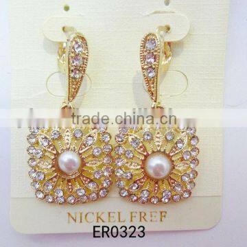 Clip on earring with 24k gold plated factory wholesale pearl earrings for girls