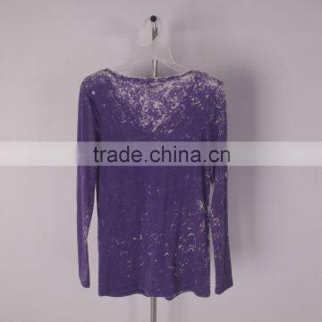 2016 New Arrival Burnout Jersey T-shirt With Washed for Women