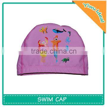 OEM Design PU Coating Kids Fabric Cute Swim Cap