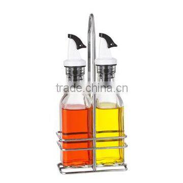 SINOGLASS 2 pcs 175ml square shape glass oil and vinegar bottle jar set