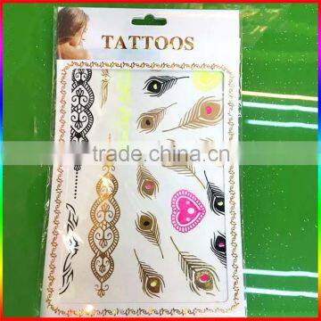 Eco-friendly Fashion Gold Metallic Flash Golden Fluorescent Tattoo Sticker photo-2