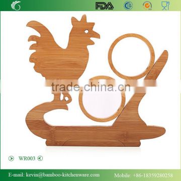 WR003/Artistic rooster bamboo wine rack handmade wooden storage bottle wine rack