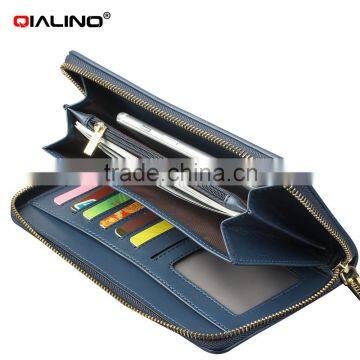 QIALINO RFID Blocking Wallet Luxury Ostrich Leather Brand Wallet Handbag photo-6