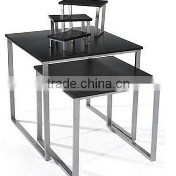 Set of 2 Nesting Tables for Floor with Set of 3 Tabletop Display Risers - Black