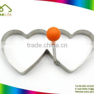 Double heart shape stainless steel cookie cutter fried egg mold