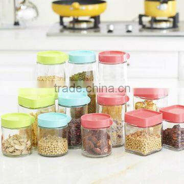 2016 Hot sale High Quality square glass food storage jar set