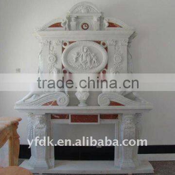 marble angel carved fireplace