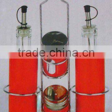 500ml metal rack glass oil and vinegar bottle set