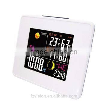 Wireless Weather Station White Alarm Clock With Backlight Indoor Outdoor Temperature Humidity Two Tramsmitters photo-3
