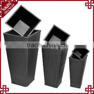 Outdoor Tall Large Stackable 3-pc Plastic Rattan Garden Pots and Planters photo-2