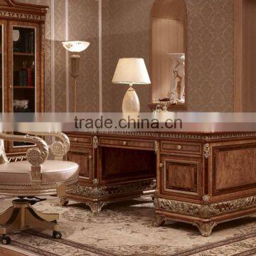 Exquisite Wood Carving Reading Table And Chair, Luxury Executive Office Furniture, Graceful Home Office Desk/ Bookcase photo-2