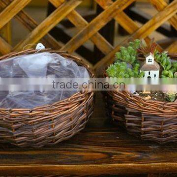 100%Handmade Wicker Wall Hanging Plant Basket Wicker Flower Hanging Basket
