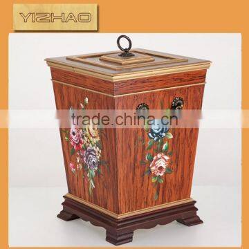 Painting Indoor Decorative Wooden Trash Can,Wooden Garbage Can photo-4