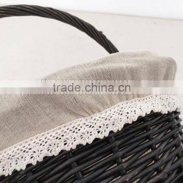 Lined Handmade Easter Wicker Basket With Handle photo-3