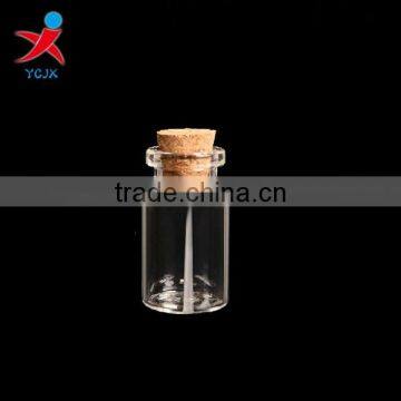 Little glass bottle with wooden cork/ transparent bottle