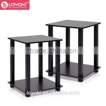 Simplistic End Table Set of 2 MDF Wooden Coffee Table With Glossy Finished Side Tbale photo-2