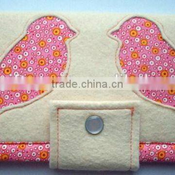 New Products 2017 Funny Polyester id Card Cover Coin Pocket Wool Fabric Clear Phone Case Wholesale With Flower Birds for Women photo-2