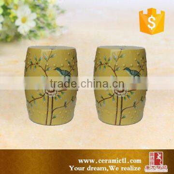 Yellow ceramic garden stool