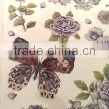 Purple Color Butterfly & Rose Design Sticker, Antique Decorative Shinny Glitter Sticker photo-6