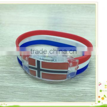 2016 Hot Selling National Flag Bracelet/ LED Silicone Bracelet China Supplier