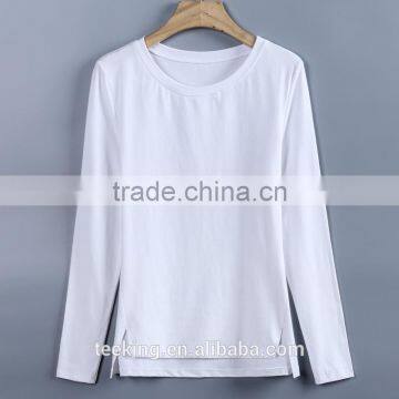 Latest Plain 100% Cotton White Round Neck Basic T-Shirt