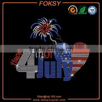 American Flag in Fleur de Lis Hotfix Rhinestone Transfers photo-5