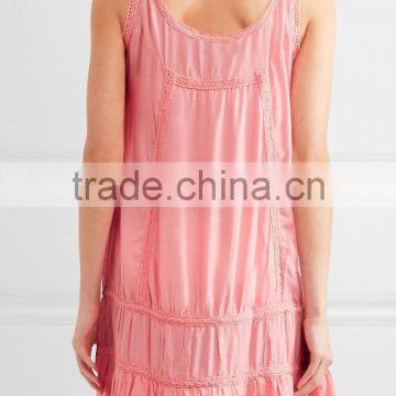 Pretty Boho Crochet-Trimmed Mexican Embroidered Semi-sheer Voile Beach Mini Dress Names Of Girls Dresses HSD5890 photo-4