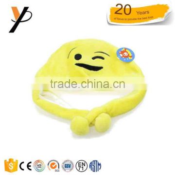 Hot selling gifts cute emoji yellow promotional hats smile face toys