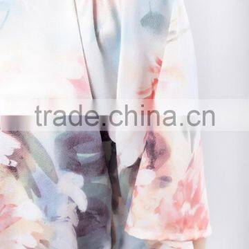 2015 Charming Summer Crew Neck Elbow-length Sleeve Floral Casual Women Dress