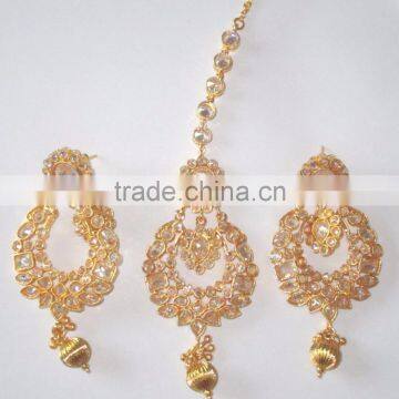 POLKI EARRING PAIR TIKA GOLD TONE Hair Accessory photo-3