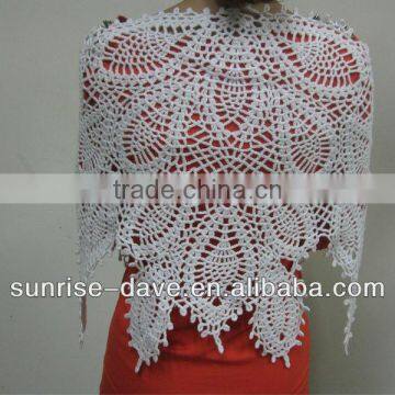 white fashion cotton crochet shawl