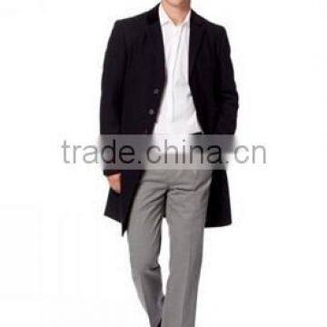 2014 Cheap Price High Fashion Classical Design Black Lapel Slim Fit Mens Cashmere Men Coat