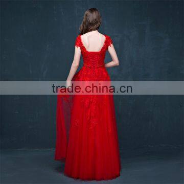 MGOO Cheap Price Wholesale Red Lace Long Prom Dress Ladies Elegant Chiffon Evening Dinner Long Dresses Handmade 2040 photo-4