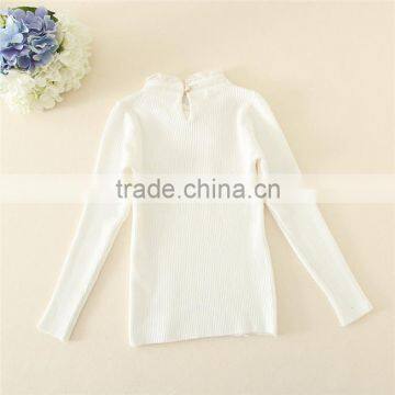 Duoduo Princess Girls 2015 New Model Knitting Snow White Children Sweater Solid White Mandarin Collar Kids Pullover photo-2