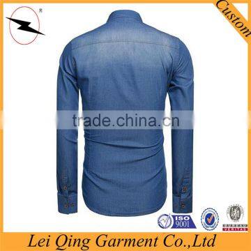 Casual Long Sleeve Slim Fit Button Denim Shirts With Pockets photo-2