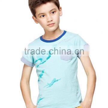 Spinning roll sleeve splicing buiter short sleeve children tshirt