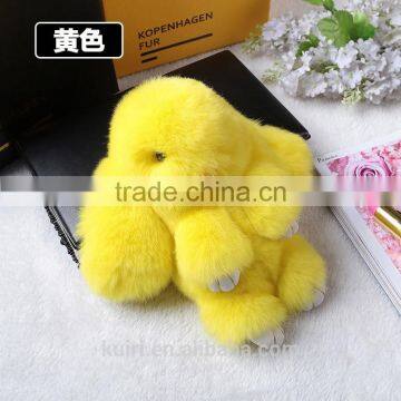 Cute Mini Genuine Rabbit Fur Pom Pom Key Chain Women Trinket Rabbit Toy Doll Bag Car Key Ring Monster Jewelry Gift photo-4