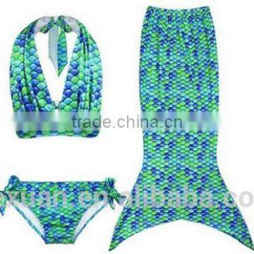 2017 Sexy Swimwear Custom Girl's 3pcs Mermaid Tail Rainbow Princess Bikini Children Bathing Suit Child Cute Swimsuit Kids photo-6