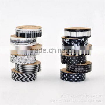 1.5cm*10m white and black washi tape customized paper tape planner accessories