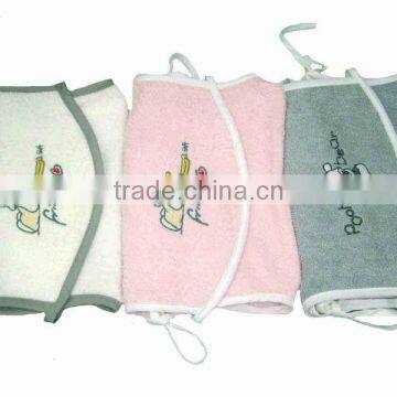 100% Cotton Towel Terry Baby Chin Bibs (White & Embroidery Designs)