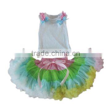 Yiwu China Clothes New Sale Baby Girls Dress Set Summer Dance Skirts 2pcs Lace Tutu Ruffle Skirt Child Sleeveless Tank Top+dress photo-2