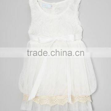 New Fashion Girl Dresses White Rosette Tulle Dress Girl Summer Dress Kids Clothing G-NP-CS905-120
